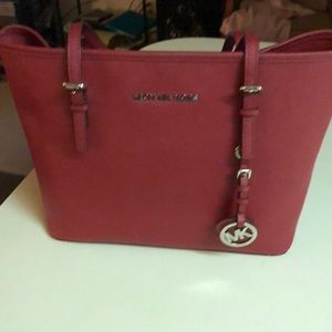 Michael Kors red leather handbag